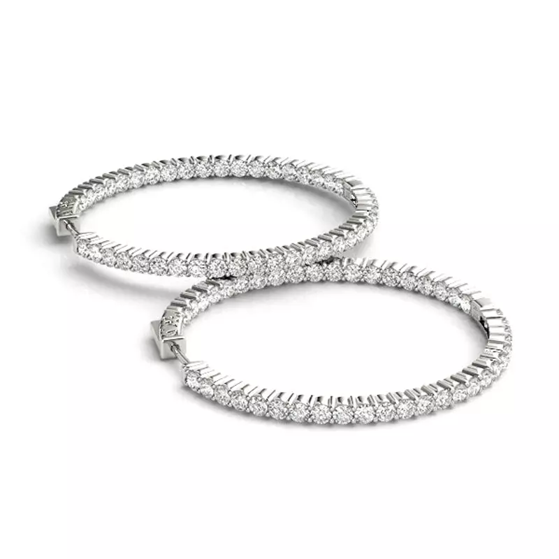 14K White Gold Classic Pavé Eternal Diamond Hoop Earrings